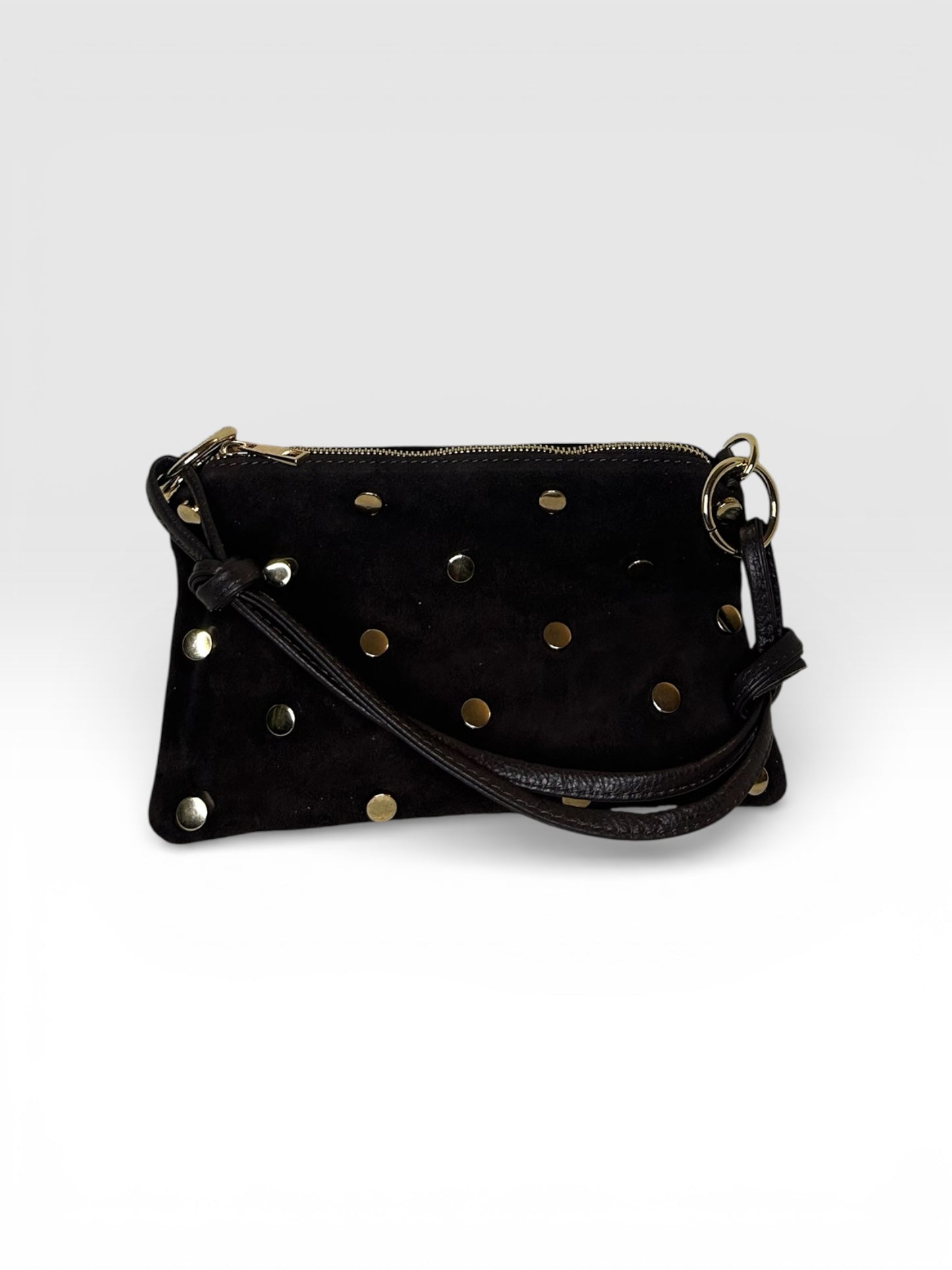 Black Suede Studded Handbag