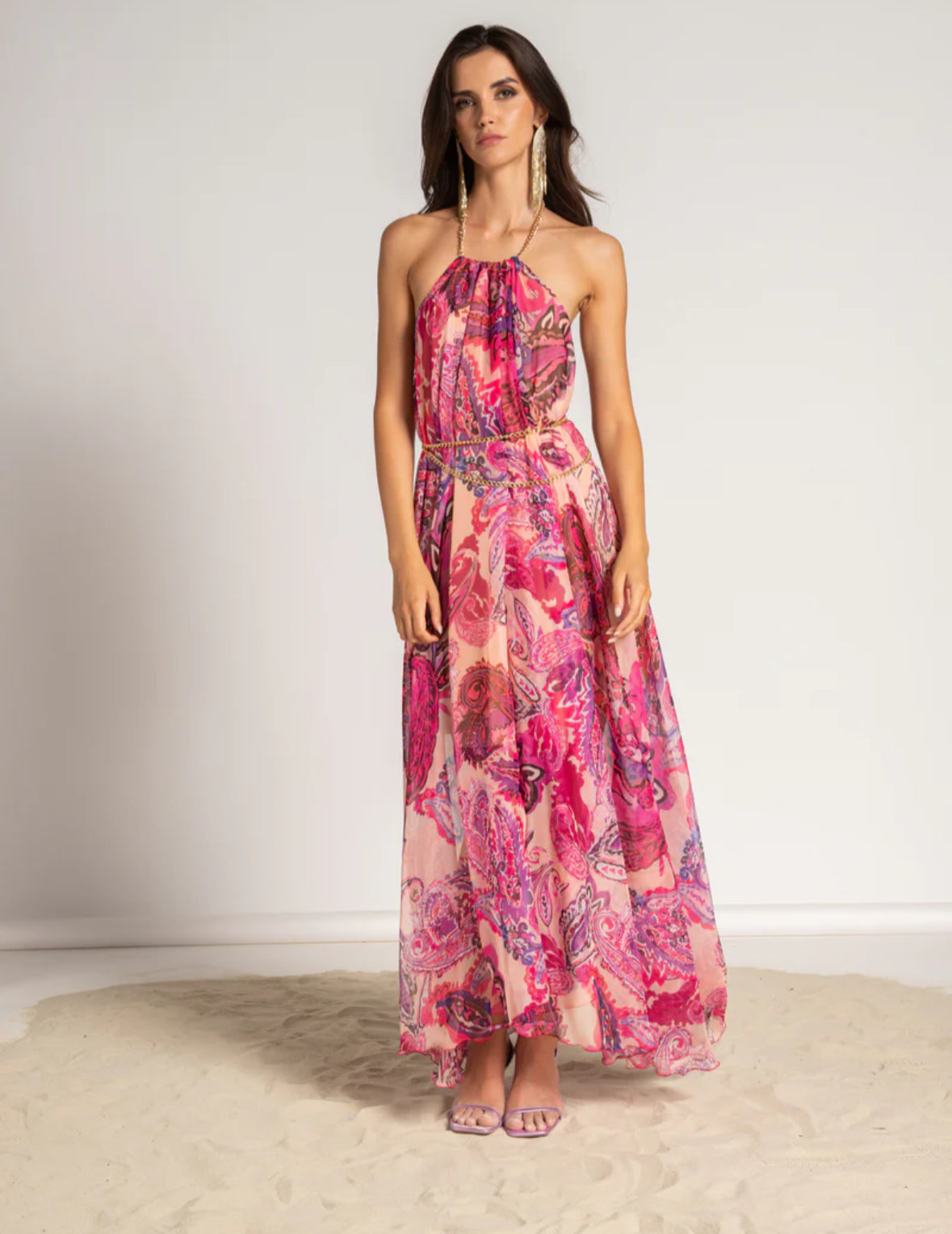 Bella Rosa Silk Chiffon Maxi Dress