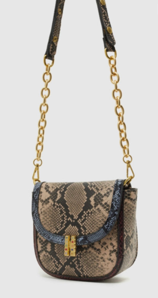 Beige Serpent Shoulder Bag