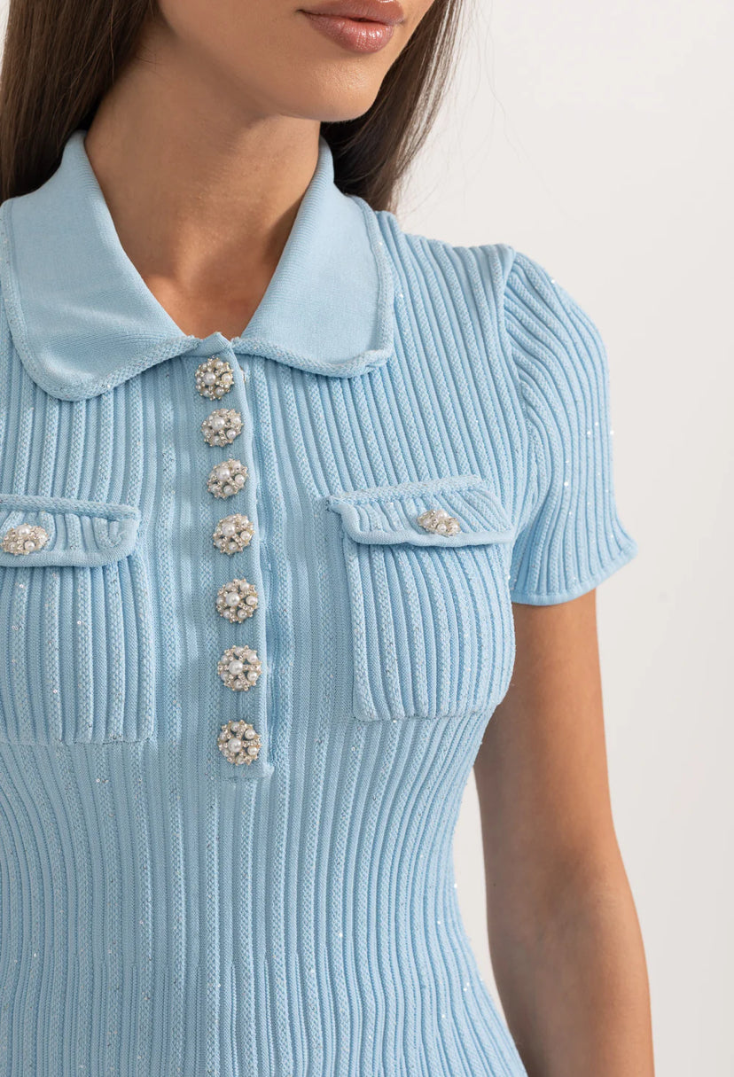 Springwave Blue knitted mini dress