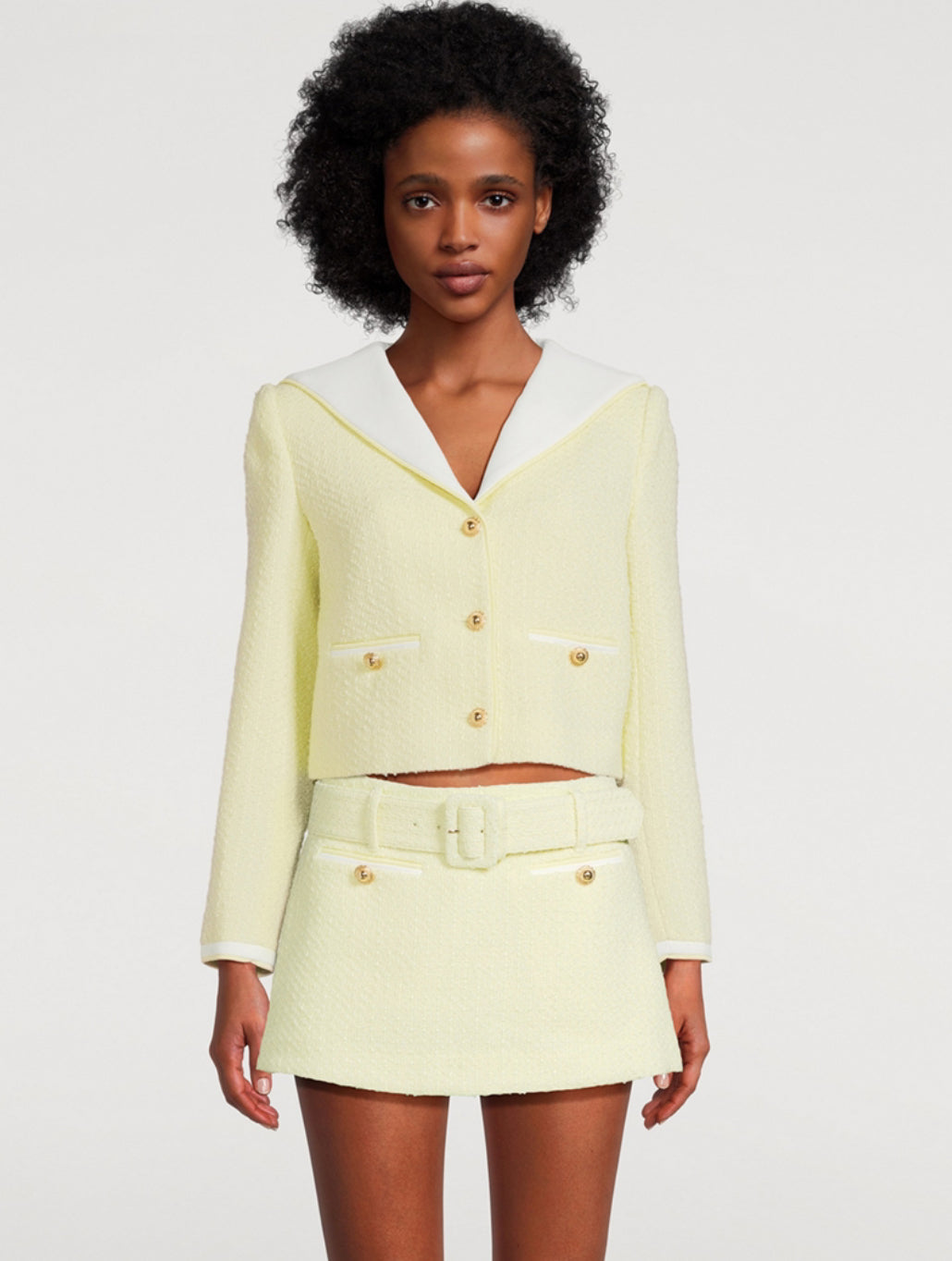 Lemon Tweed Skirt Set