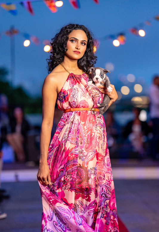 Bella Rosa Silk Chiffon Maxi Dress
