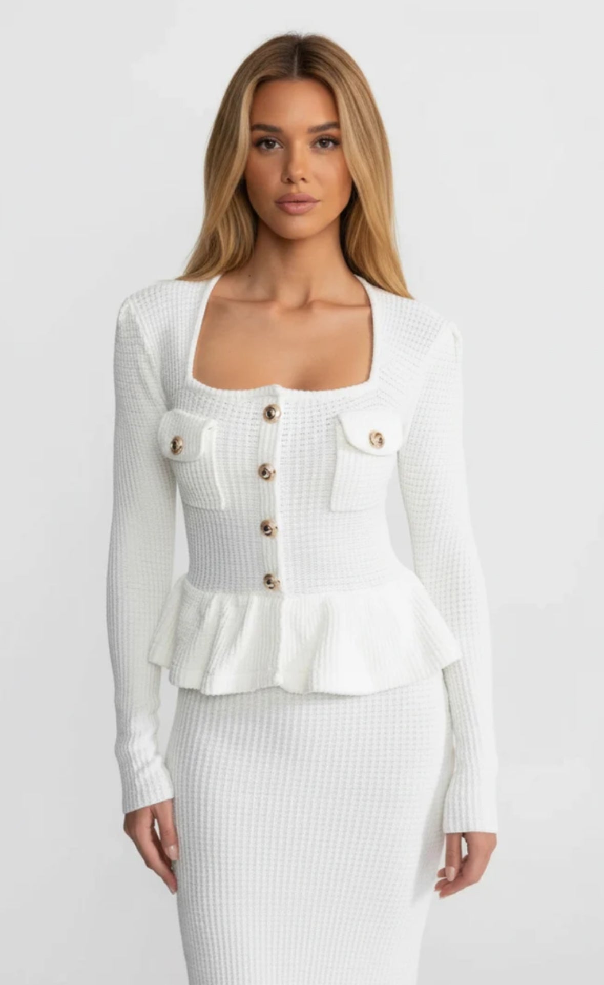 Ivory Grace Knit Midi Dress