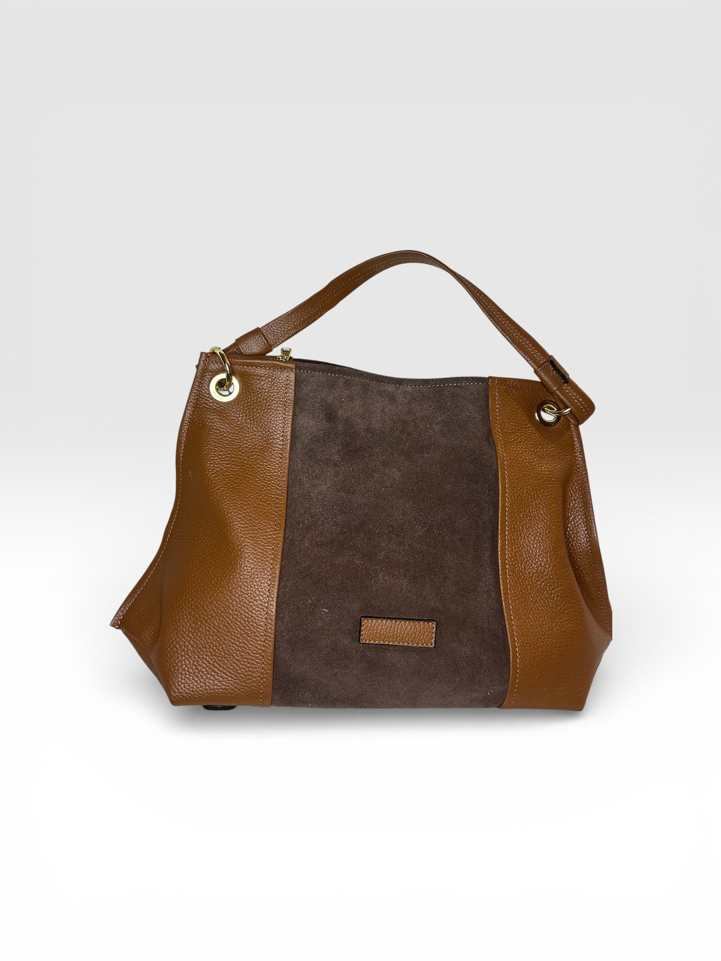 Elegant Brown Leather & Suede Purse