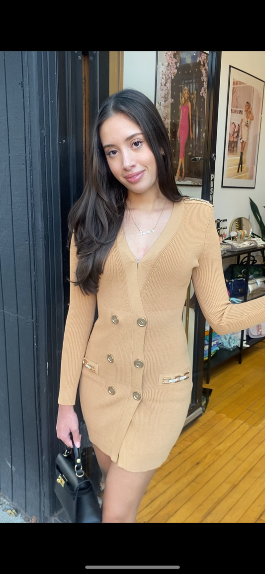Jazmin knit mini dress in brown